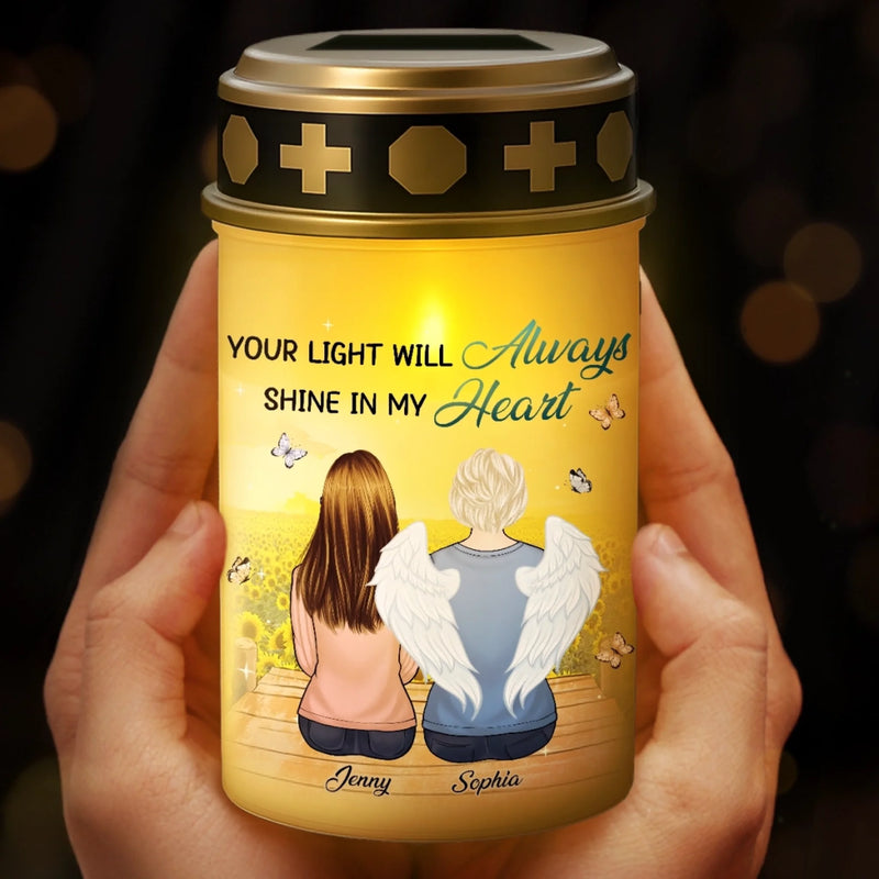 Custom Solar Stake Lights - Personalized Memorial Sympathy Gifts For Loss Of Mom, Dad - Still By My Side, Just Out Of Sight