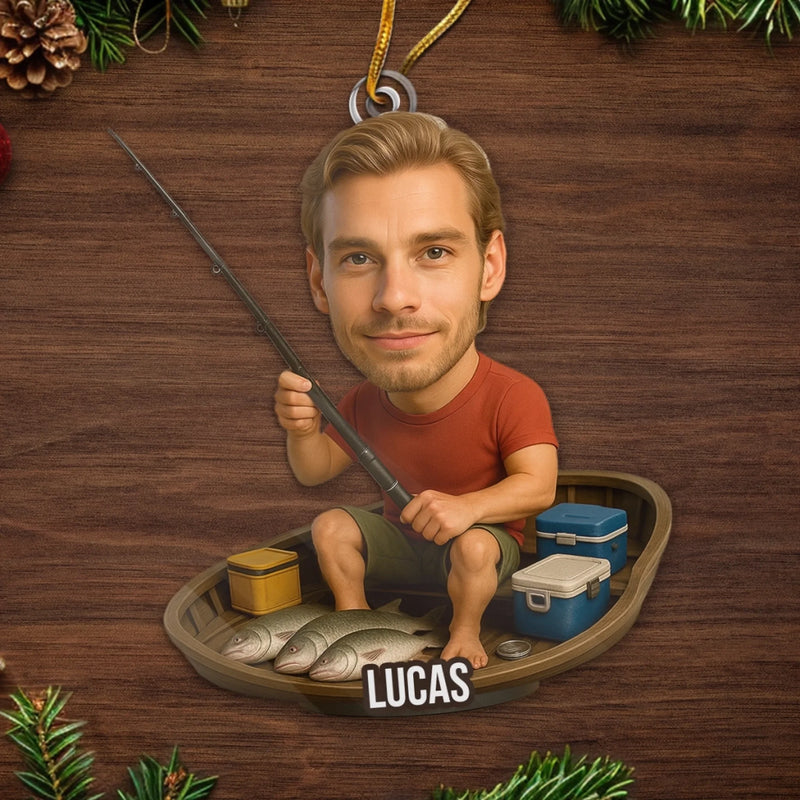 Custom Photo Acrylic Ornament - Personalized Christmas Birthday Fishing Gifts For Fisherman - Hooked On Fun