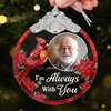 Custom Photo Glass Ornament - Personalized Christmas Memorial Sympathy Gifts For Loss Of Mom, Dad - No Distance Between Our Hearts