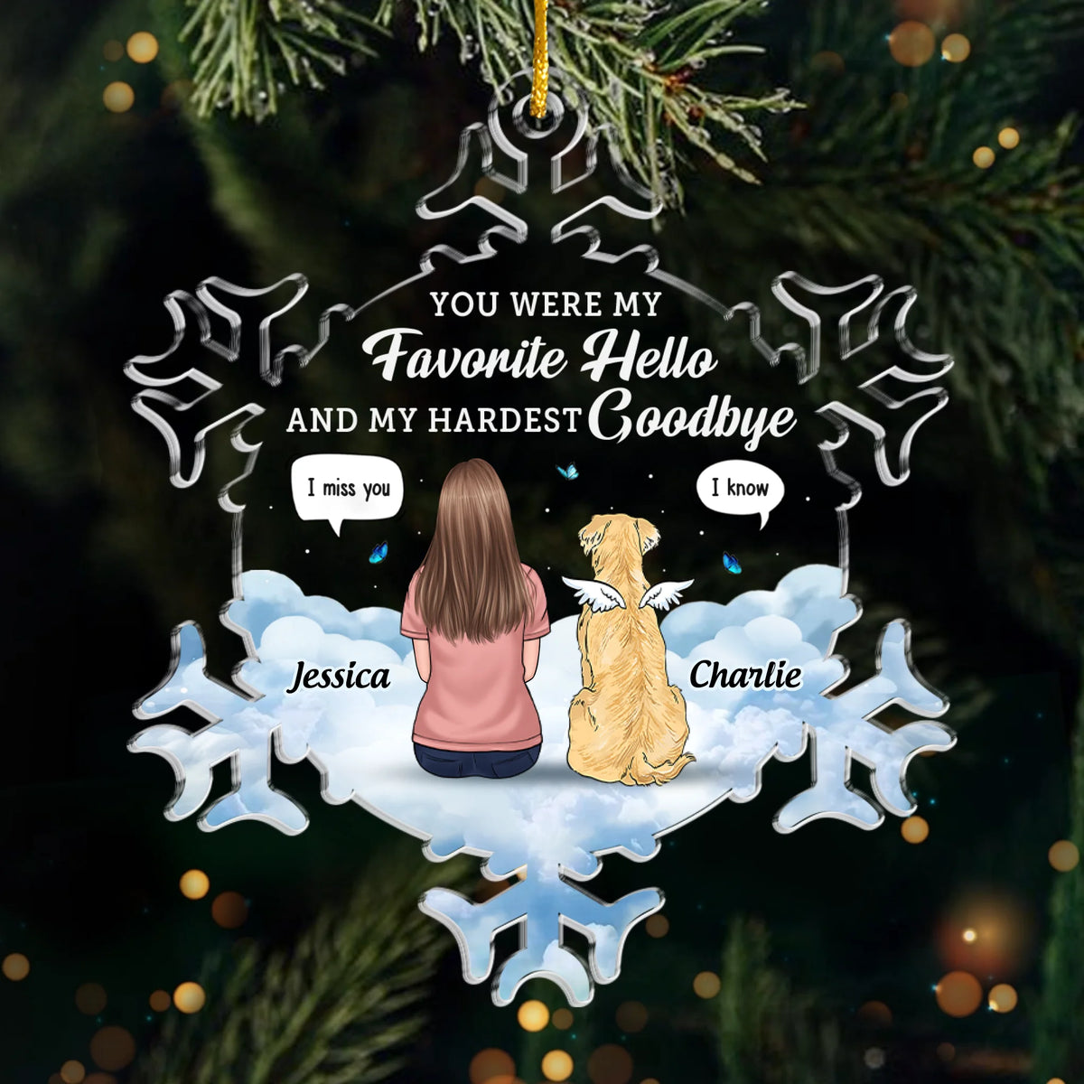 Custom Acrylic Ornament - Personalized Pet Christmas Memorial Sympathy Gifts For Dogs - Your Love Lives On