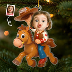 Custom Photo Acrylic Ornament - Personalized Christmas Birthday Gifts For Kids - Little Cowboy Adventure Time