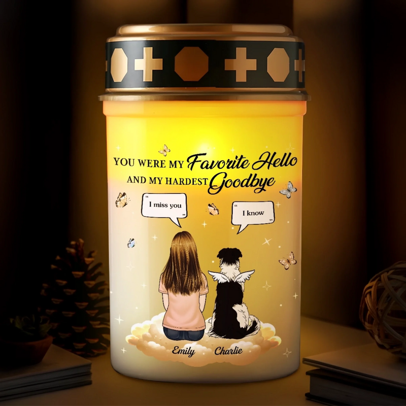 Custom Solar Stake Lights - Personalized Pet Memorial Sympathy Gifts For Dogs - My Hardest Goodbye, Forever Missed