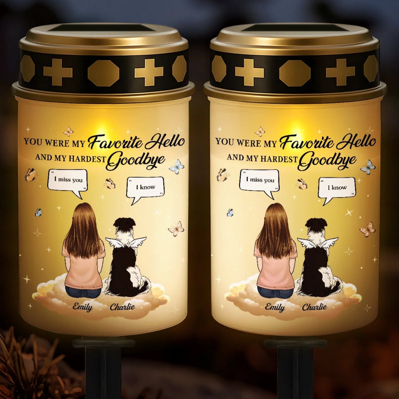 Custom Solar Stake Lights - Personalized Pet Memorial Sympathy Gifts For Dogs - My Hardest Goodbye, Forever Missed