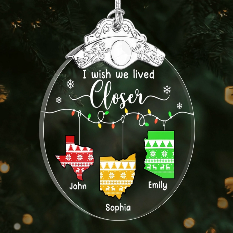 Custom Glass Ornament - Personalized Christmas Birthday Gifts For Mom, Dad, Kids - Distance Means Nothing Between Us