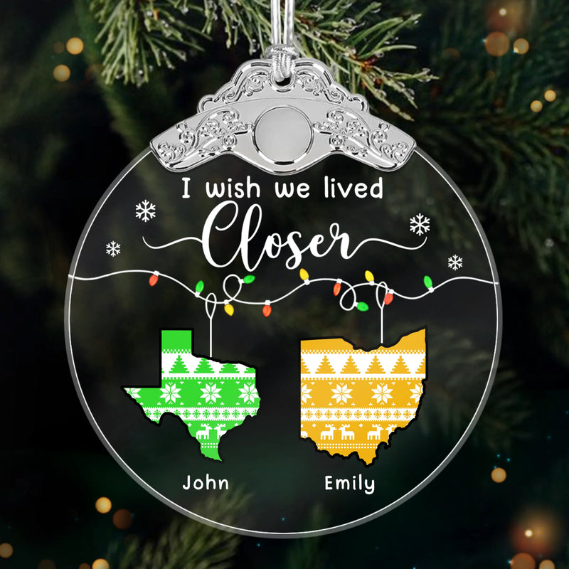 Custom Glass Ornament - Personalized Christmas Birthday Gifts For Mom, Dad, Kids - Distance Means Nothing Between Us