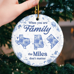 Custom Long Distance Ceramic Ornament - Personalized Christmas Birthday Gifts For Mom, Dad, Kids - No Map Can Measure Love