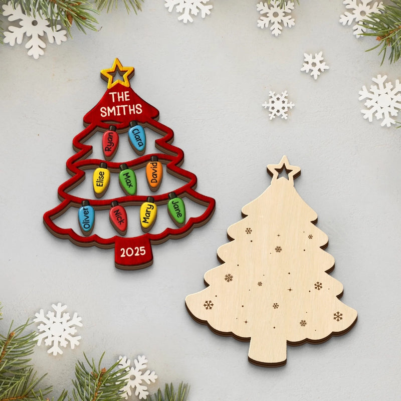 Custom Double Layer Wooden Ornament - Personalized Christmas Birthday Gifts For Mom, Dad, Kids - The Best Gift Is Family