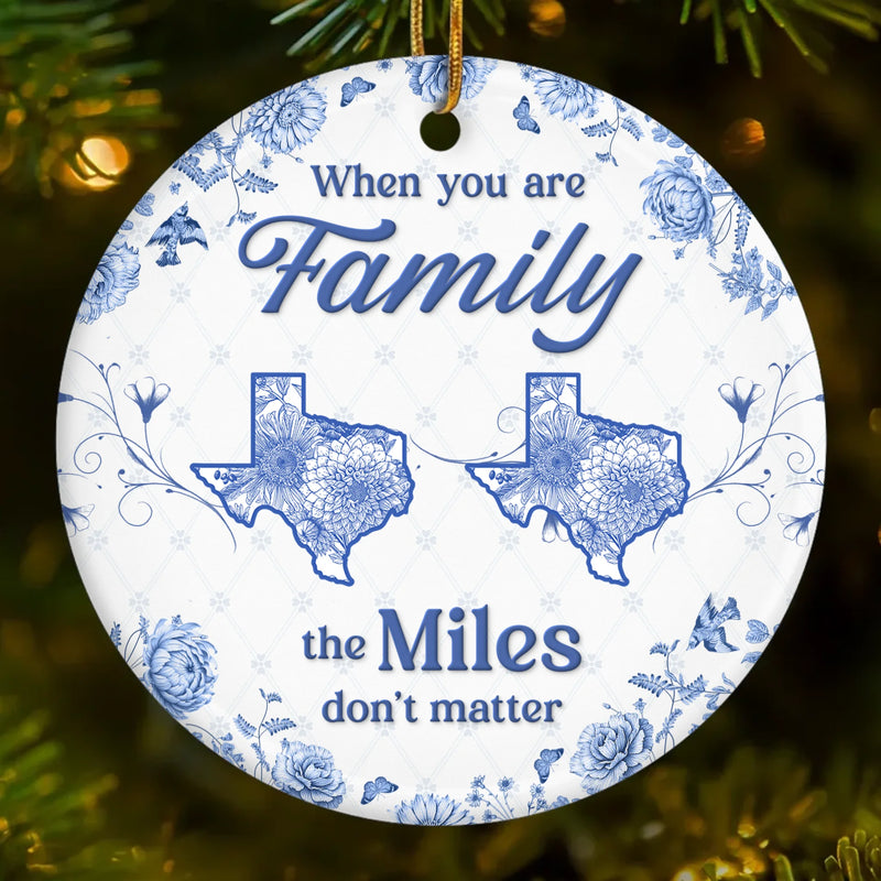 Custom Long Distance Ceramic Ornament - Personalized Christmas Birthday Gifts For Mom, Dad, Kids - No Map Can Measure Love