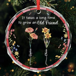 Custom Name Friendship Gifts for Old Friends - Personalized Glass Ornament