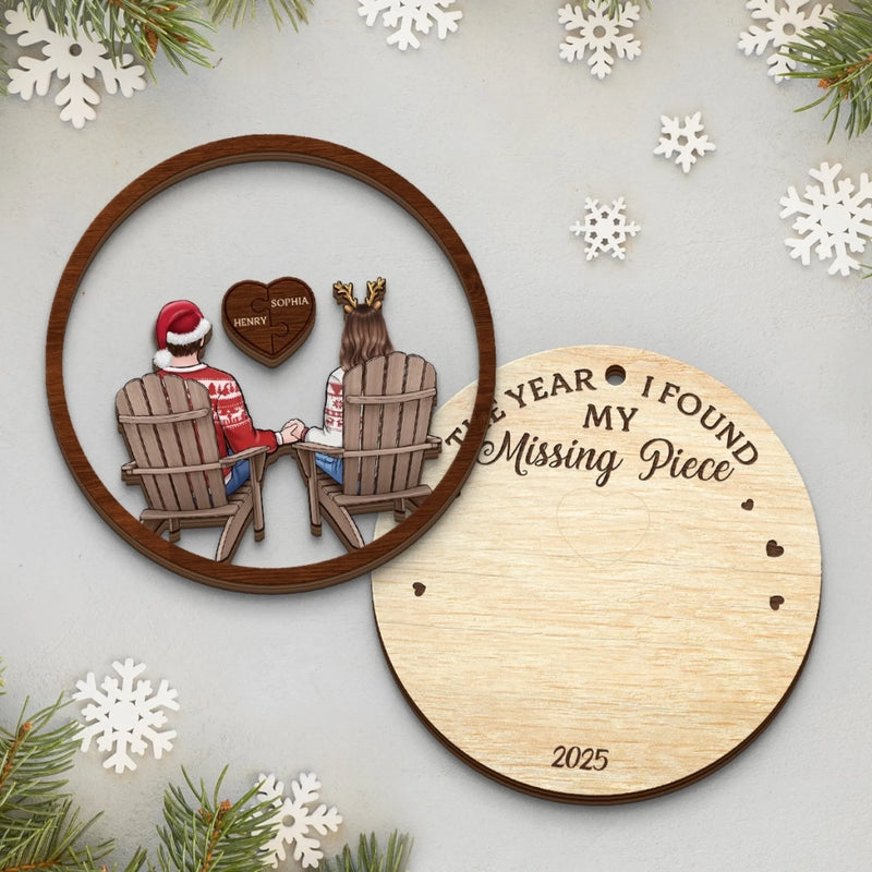 Custom Double Layer Wooden Ornament - Personalized Anniversary Christmas Wedding Gifts For Husband And Wife, Him And Her - My Missing Piece