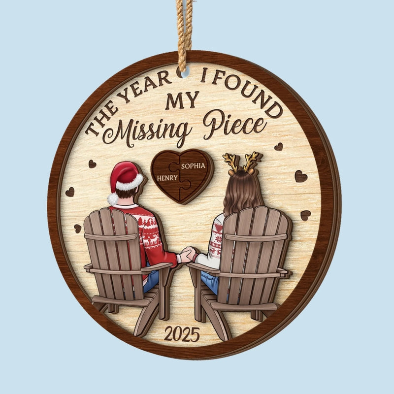 Custom Double Layer Wooden Ornament - Personalized Anniversary Christmas Wedding Gifts For Husband And Wife, Him And Her - My Missing Piece