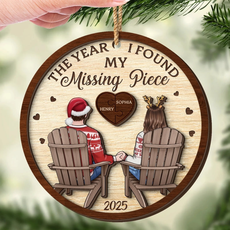Custom Double Layer Wooden Ornament - Personalized Anniversary Christmas Wedding Gifts For Husband And Wife, Him And Her - My Missing Piece