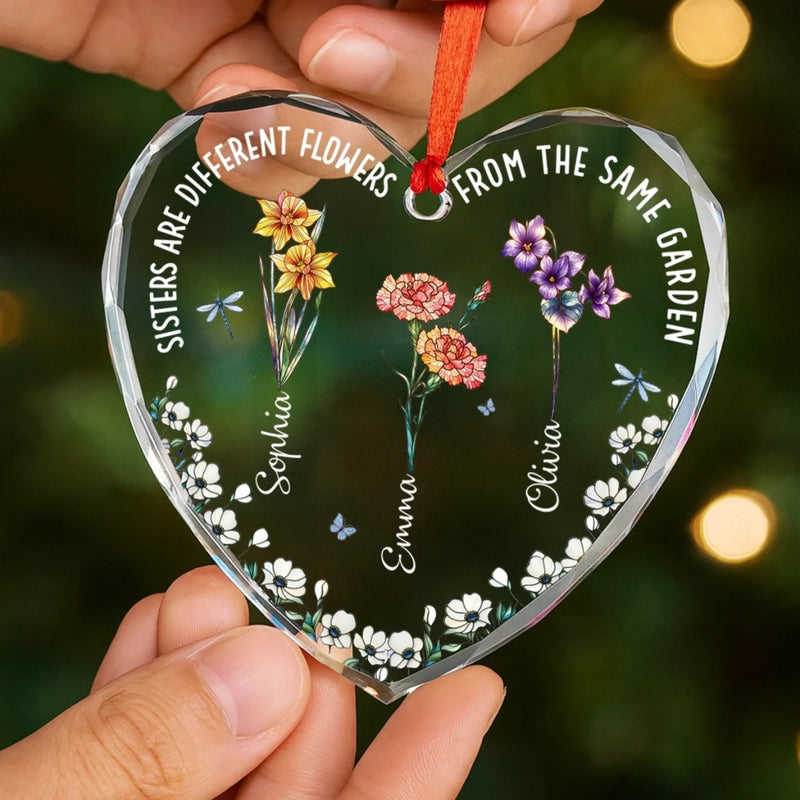 Custom Heart Glass Ornament - Personalized Christmas Best Friend Birthday Gifts For Women, Besties, Sisters, BFF - No Miles Can Keep Us Apart