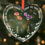 Custom Heart Glass Ornament - Personalized Christmas Best Friend Birthday Gifts For Sisters, BFF, Best Friends - No Miles Can Keep Us Apart
