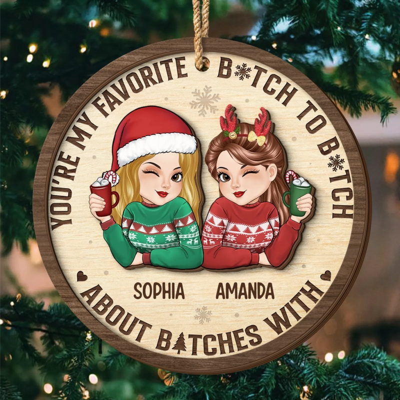 Custom Double Layer Wooden Ornament - Personalized Best Friend Christmas Birthday Gifts For Women, Besties, Sisters, BFF - My Partner in Crime Always