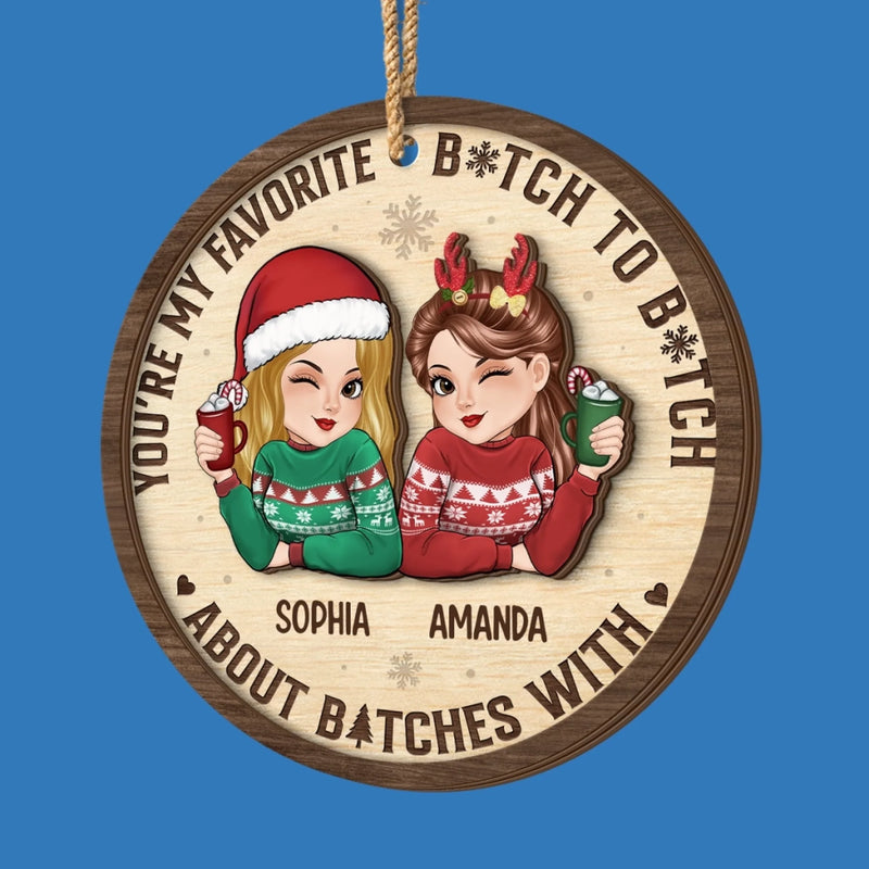 Custom Double Layer Wooden Ornament - Personalized Best Friend Christmas Birthday Gifts For Women, Besties, Sisters, BFF - My Partner in Crime Always