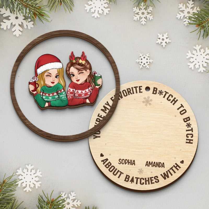 Custom Double Layer Wooden Ornament - Personalized Best Friend Christmas Birthday Gifts For Women, Besties, Sisters, BFF - My Partner in Crime Always