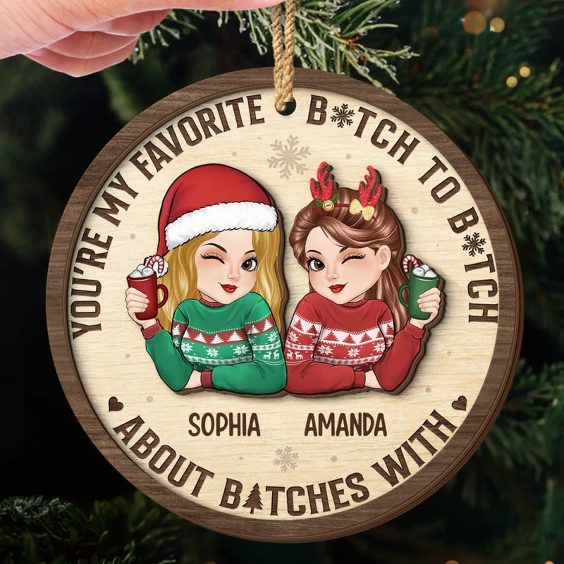 Custom Double Layer Wooden Ornament - Personalized Best Friend Christmas Birthday Gifts For Women, Besties, Sisters, BFF - My Partner in Crime Always