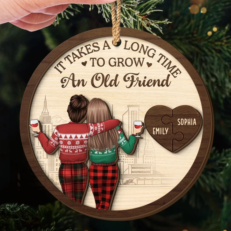 Custom Double Layer Wooden Ornament - Personalized Best Friend Christmas Birthday Gifts For Women, Besties, Sisters, BFF - Trouble Looks Better With You