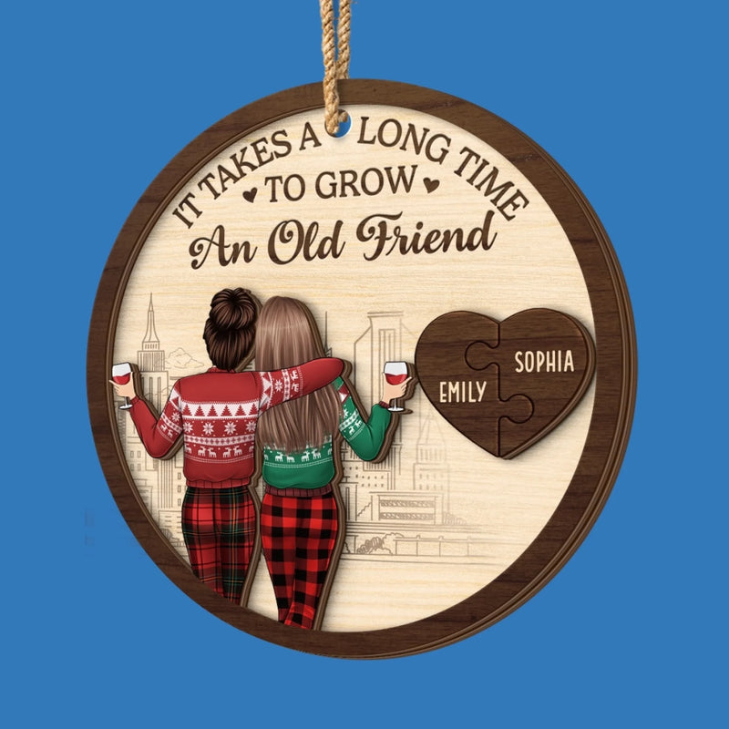 Custom Double Layer Wooden Ornament - Personalized Best Friend Christmas Birthday Gifts For Women, Besties, Sisters, BFF - Trouble Looks Better With You
