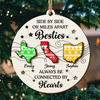 Custom Long Distance Double Layer Wooden Ornament - Personalized Best Friend Christmas Birthday Gifts For Women, Besties, Sisters, BFF - Far Away But Never Gone