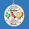 Custom Long Distance Double Layer Wooden Ornament - Personalized Best Friend Christmas Birthday Gifts For Women, Besties, Sisters, BFF - Far Away But Never Gone
