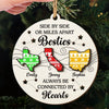 Custom Long Distance Double Layer Wooden Ornament - Personalized Best Friend Christmas Birthday Gifts For Women, Besties, Sisters, BFF - Far Away But Never Gone