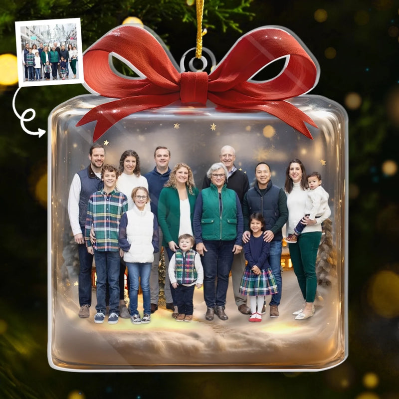 Custom Photo Acrylic Ornament - Personalized Christmas Birthday Gifts For Mom, Dad, Kids - Golden Nights, Family Lights