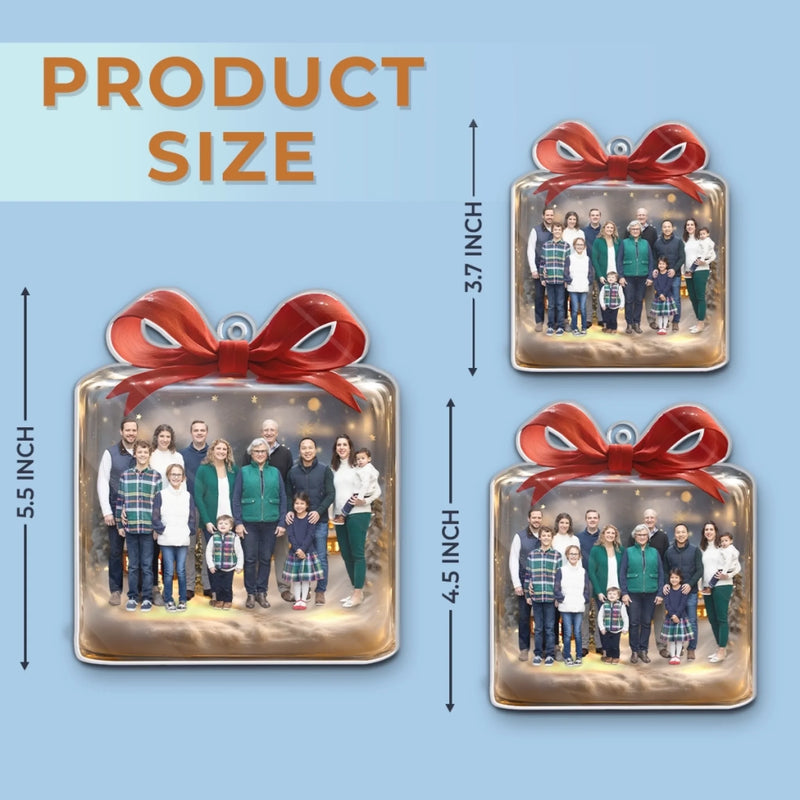 Custom Photo Acrylic Ornament - Personalized Christmas Birthday Gifts For Mom, Dad, Kids - Golden Nights, Family Lights