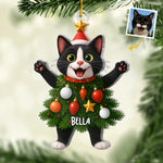 Custom Photo Acrylic Ornament - Personalized Christmas Birthday Gifts For Cat Lovers, Cat Owners - Festive Fur Real