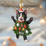 Custom Photo Acrylic Ornament - Personalized Christmas Birthday Gifts For Cat Lovers, Cat Owners - Festive Fur Real
