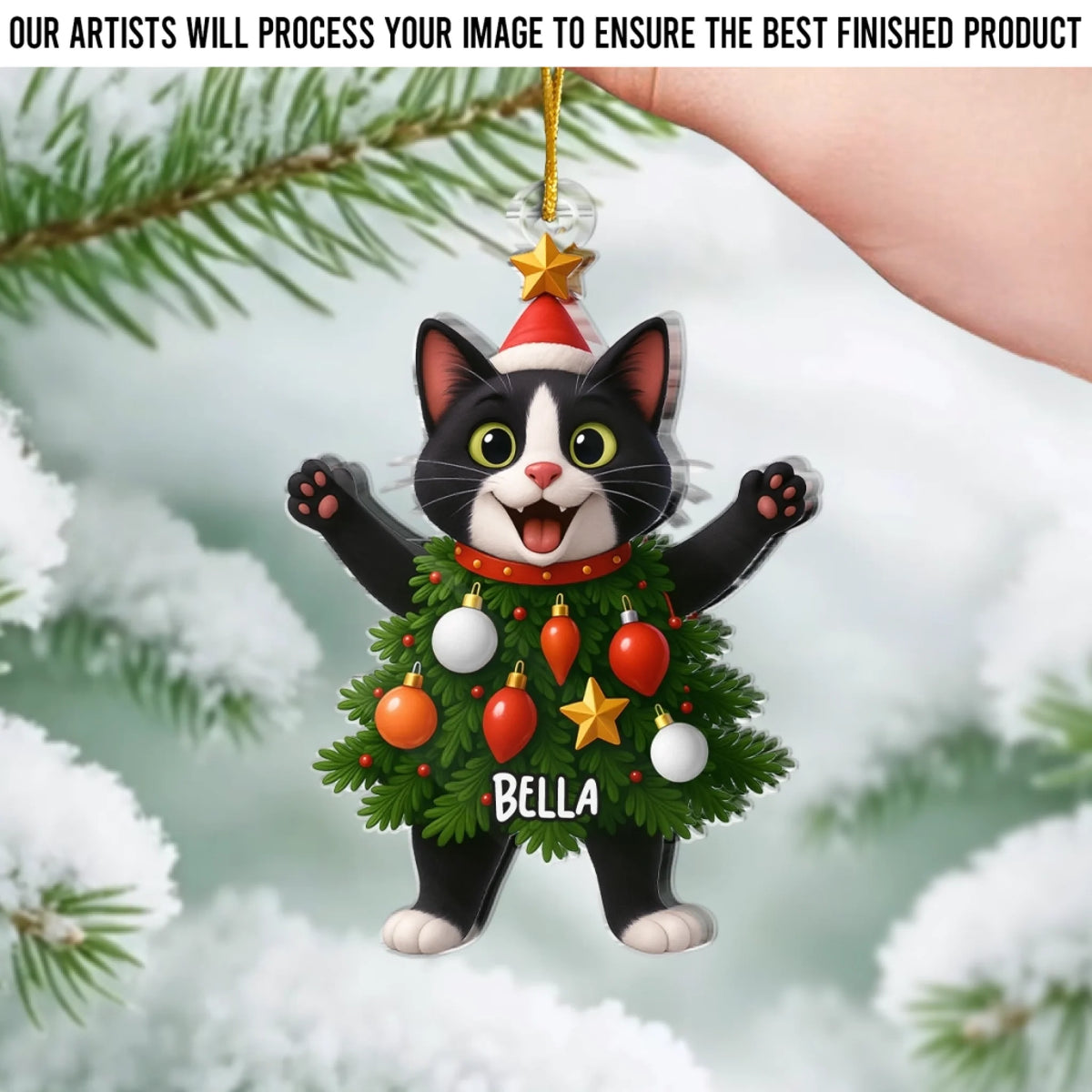 Custom Photo Acrylic Ornament - Personalized Christmas Birthday Gifts For Dog Cat Lovers, Dog Dad And Mom, Cat Owners - Festive Fur Real
