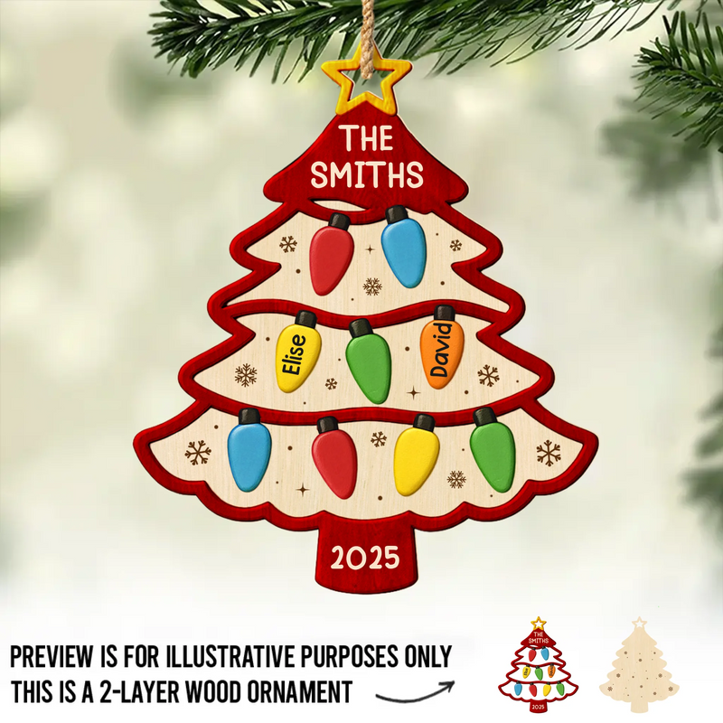 Custom Double Layer Wooden Ornament - Personalized Christmas Birthday Gifts For Mom, Dad, Kids - The Best Gift Is Family