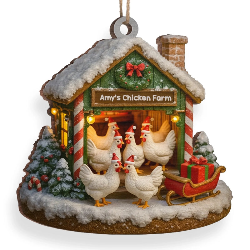 Custom Wood Ornament - Personalized Christmas Birthday Gifts For Women, Men - Merry Chickmas
