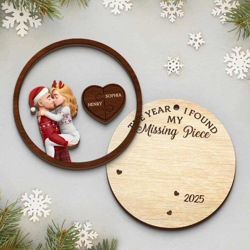 Custom Double Layer Wooden Ornament - Personalized Anniversary Christmas Wedding Gifts For Husband And Wife, Him And Her - Puzzle Of Love, Solved With You