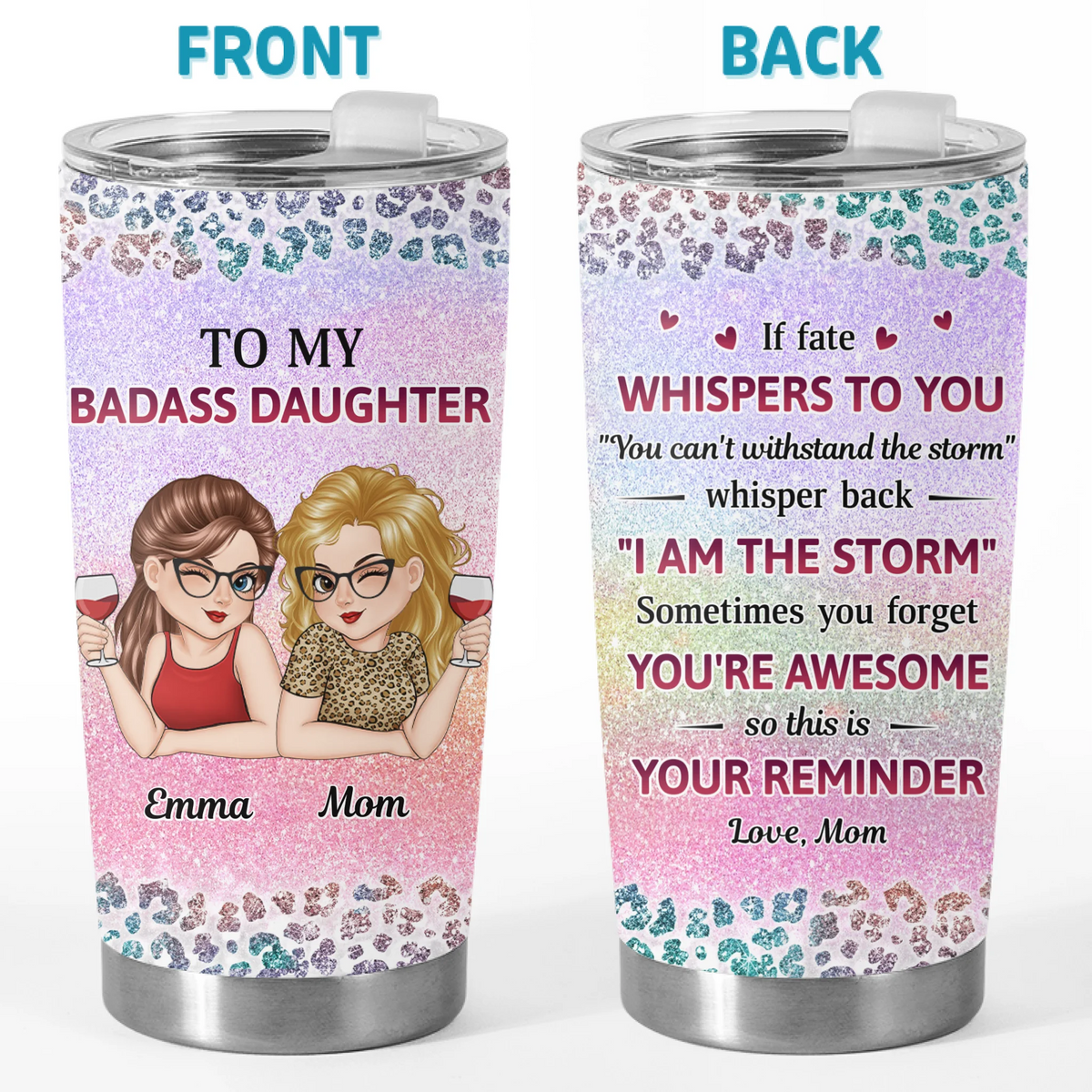 Custom Tumbler - Personalized Birthday Gifts For Mom, Grandma, Daughter, Granddaughter - Strong Like You, Loved By Me