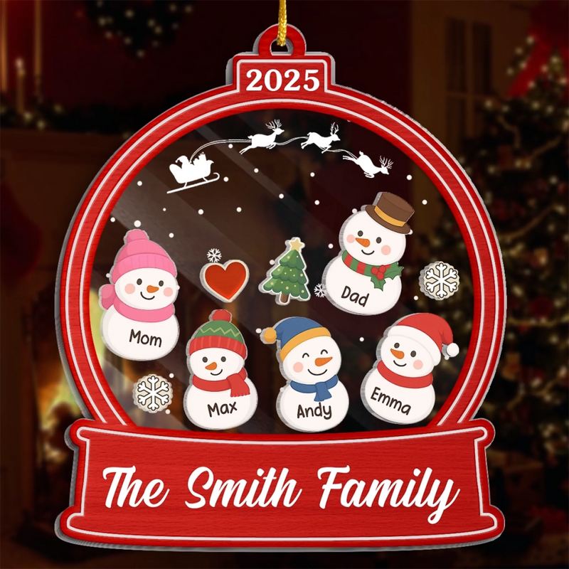 Custom 3 Layers Shaker Ornament - Personalized Christmas Birthday Gifts For Mom, Dad, Kids - A Frosty Family Keepsake