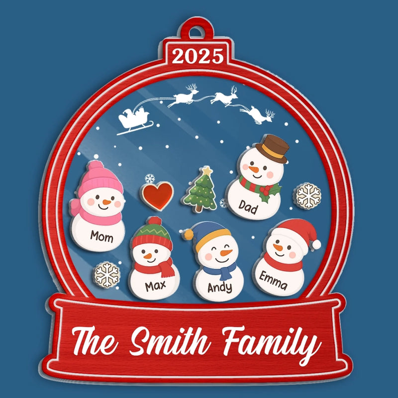 Custom 3 Layers Shaker Ornament - Personalized Christmas Birthday Gifts For Mom, Dad, Kids - A Frosty Family Keepsake