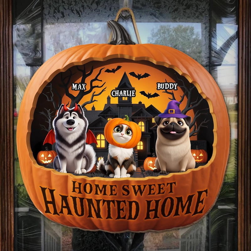 Custom Wood Sign - Personalized Halloween Birthday Gifts For Dog Cat Lovers, Dog Dad And Mom, Cat Owners - Spooky Vibes, Furry Tribe