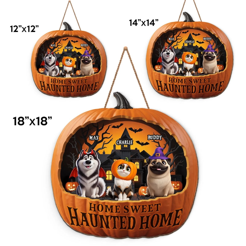 Custom Wood Sign - Personalized Halloween Birthday Gifts For Dog Cat Lovers, Dog Dad And Mom, Cat Owners - Spooky Vibes, Furry Tribe