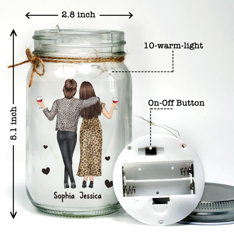 Custom Mason Jar Light - Personalized Christmas Best Friend Birthday Gifts For Women, Besties, Sisters, BFF - Forever Yours, Forever Mine