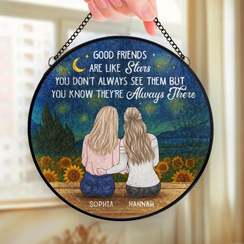 Custom Stained Glass Window Hanging Suncatcher - Personalized Best Friend Birthday Gifts For Women, Besties, Sisters, BFF - Together Is My Favorite Place
