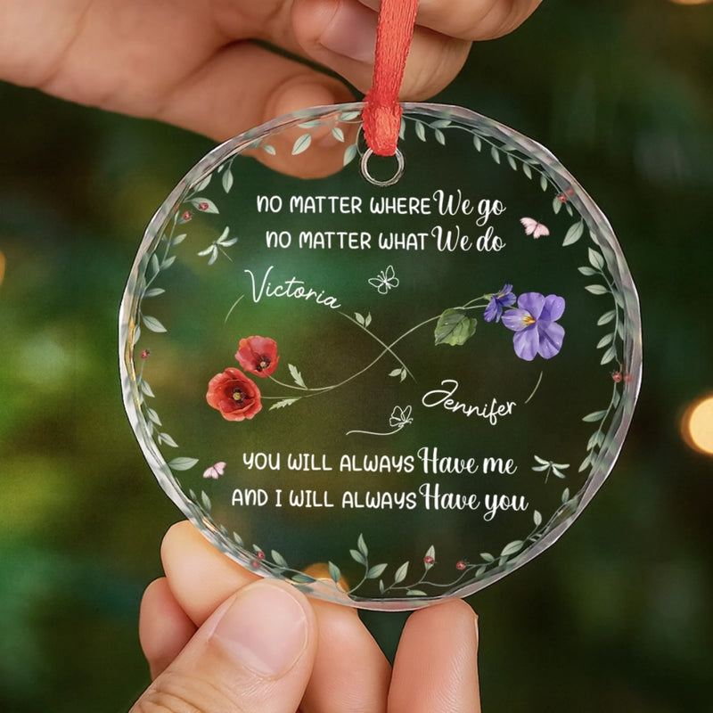 Custom Circle Glass Ornament - Personalized Best Friend Birthday Gifts For Women, Besties, Sisters, BFF - You’re My Sunshine In A Garden Of Roses