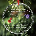 Custom Circle Glass Ornament - Personalized Best Friend Birthday Gifts For Women, Besties, Sisters, BFF - You’re My Sunshine In A Garden Of Roses