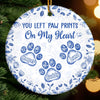 Custom Ceramic Ornament - Personalized Christmas Memorial Sympathy Gifts For Dogs, Cats - Paw Prints Etched In Love