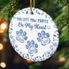 Custom Ceramic Ornament - Personalized Christmas Memorial Sympathy Gifts For Dogs, Cats - Paw Prints Etched In Love