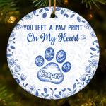 Custom Ceramic Ornament - Personalized Christmas Memorial Sympathy Gifts For Dogs, Cats - Paw Prints Etched In Love