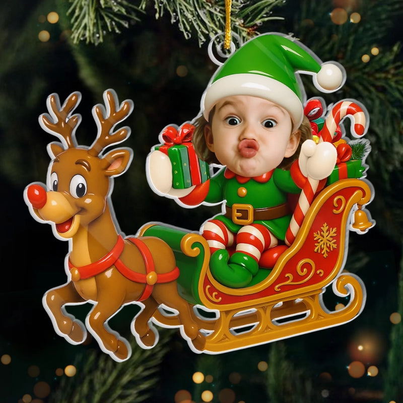 Custom Photo Acrylic Ornament - Personalized Christmas Birthday Gifts For Kids - Sleigh Bells Fun
