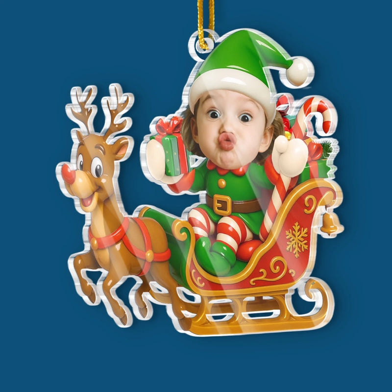 Custom Photo Acrylic Ornament - Personalized Christmas Birthday Gifts For Kids - Sleigh Bells Fun
