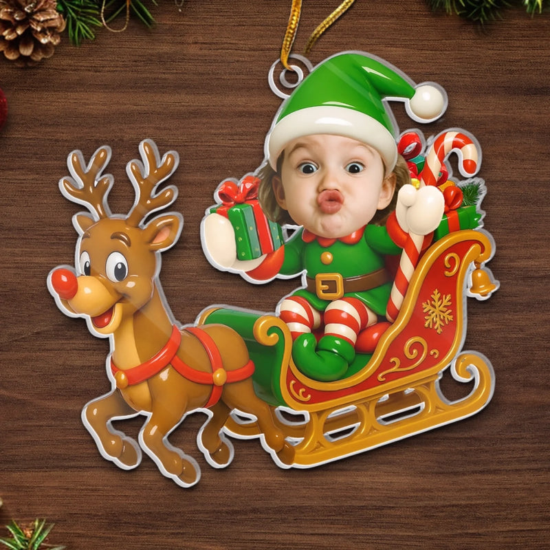 Custom Photo Acrylic Ornament - Personalized Christmas Birthday Gifts For Kids - Sleigh Bells Fun